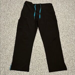 Women’s Med Couture Brown Scrub Pants w/ Teal Accents – Size M, Like New